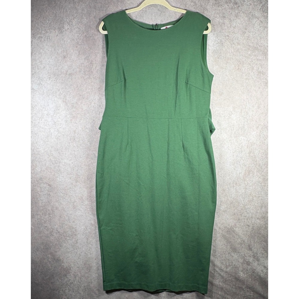 Boden Dress Womens 12R Green Sheath Sleeveless Cotton Blend Pencil Office Church